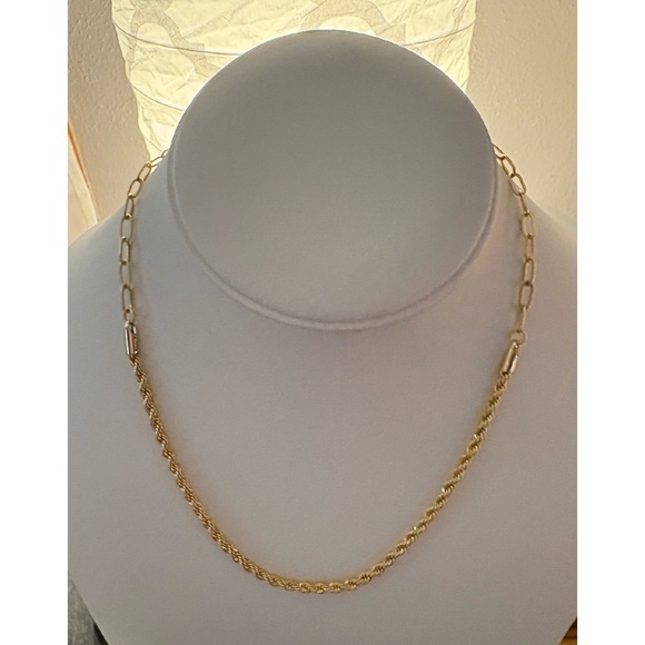 NEW‎ 14k Gold Rhodium S925 Chain Necklace Rope & Paperclip Style Jewelry - Picture 1 of 7